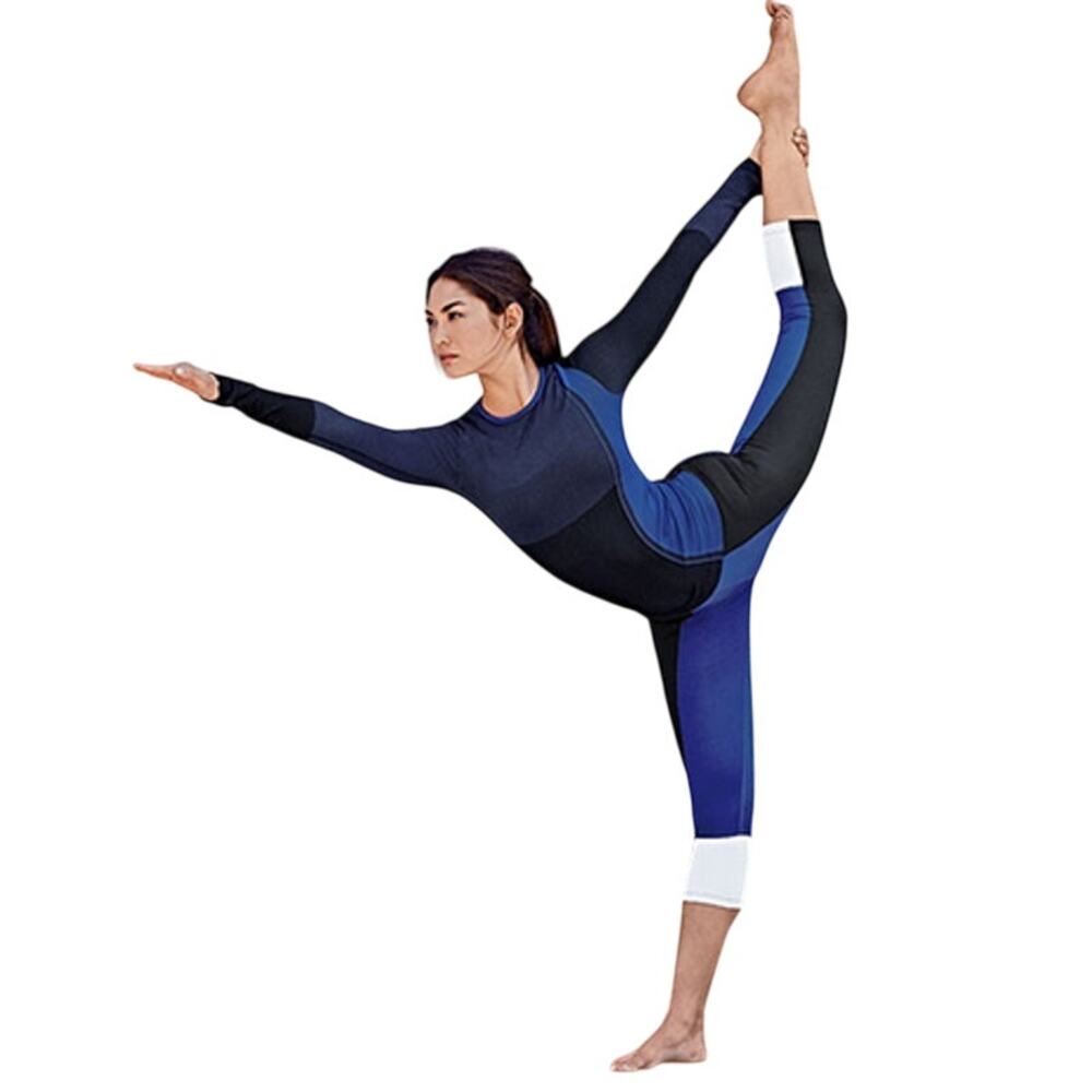 Athleta x Derek Lam Blue Colorblock Long Sleeve Athletic Workout Top